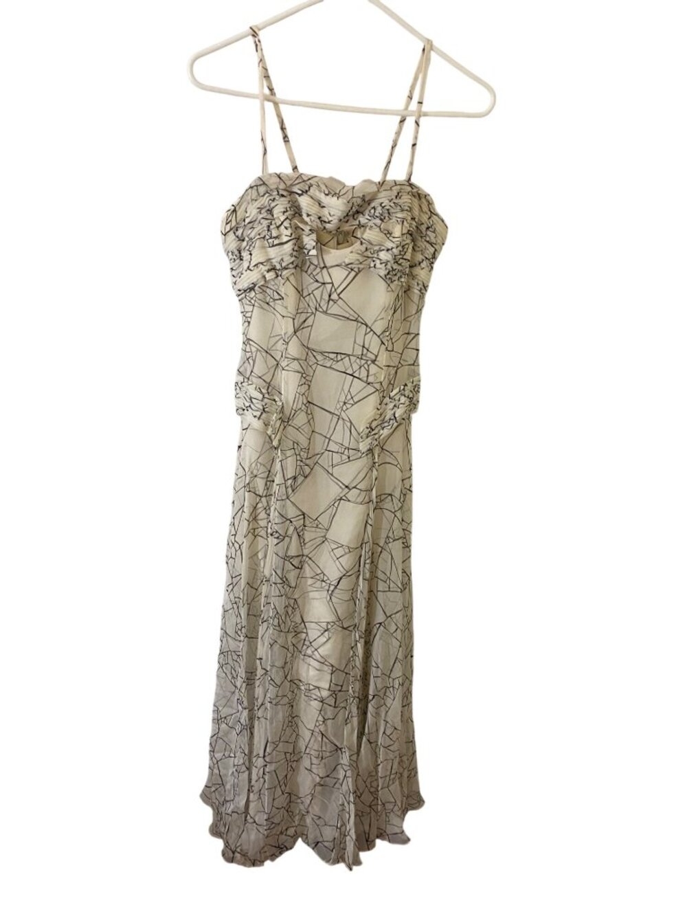 Carolina Herrera Women's Cream/Black Layered 100% Silk Dress - 6